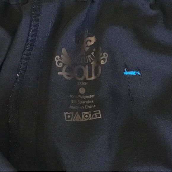 Black scrub pants size Small ‘Med Couture’ quick dry stretchy pockets - Picture 6 of 7